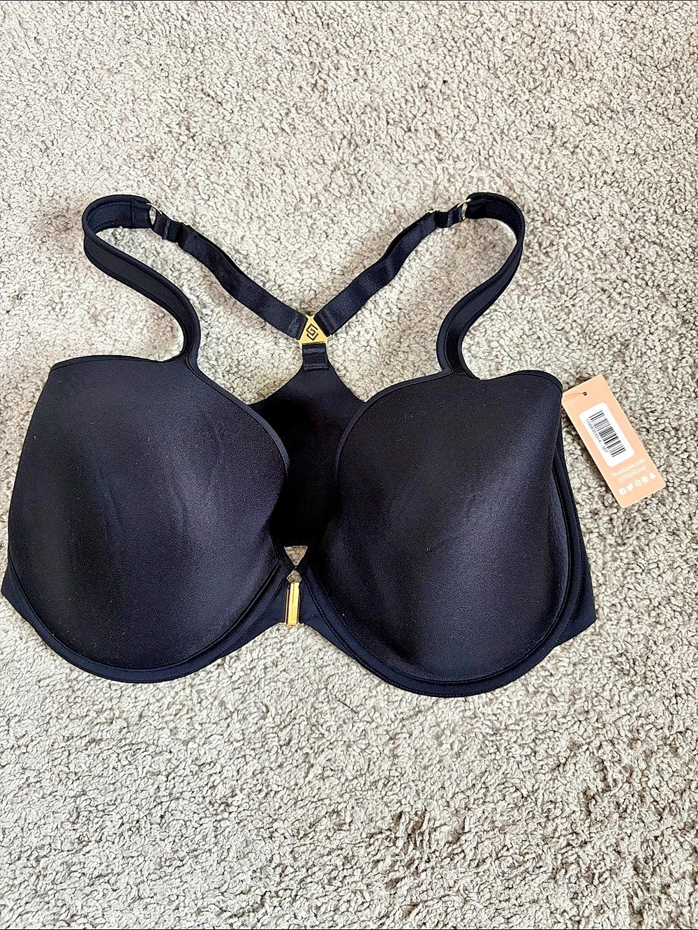 ThirdLove 24/7 Perfect Classic Coverage Racerback Bra Black Size 36F NWT45